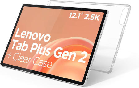 Lenovo Tab Plus Gen 2 - Entertainment Tablet and Clear Case - 12.1″ 2.5K IPS Touch Display - 120Hz 256gb